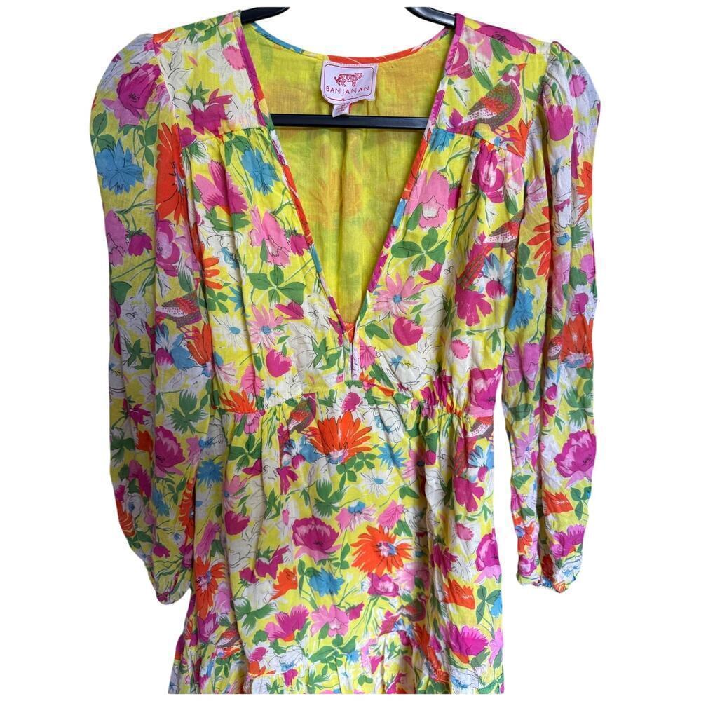 Banjanan Peony Dress Floral Fiesta Buttercup Cotton Self Belted Size Medium - Picture 5 of 12